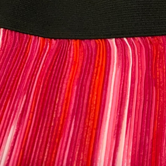 Kim Rogers Skirt Stripe Pattern Micro-Pleated Midi Fuchsia Pink White Orange - Picture 2 of 10